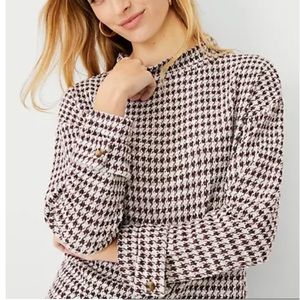 Houndstooth Mock Neck Top